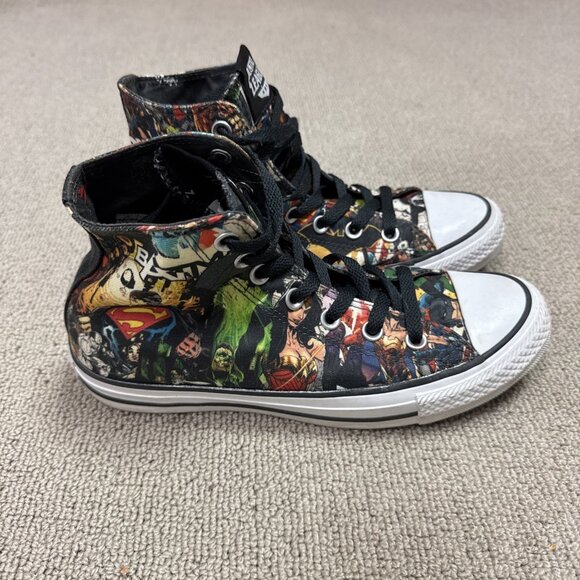 Converse Justice League Superman Sneakers Multicolored High Top Women’s Size 8 - Picture 1 of 11